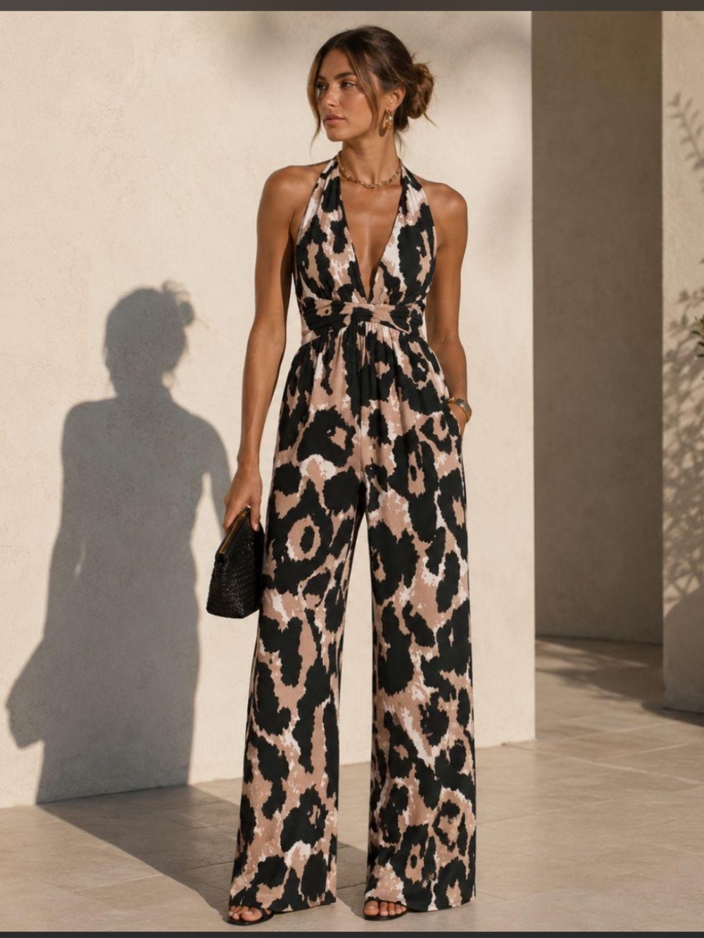 DVF x Target Halter Leopard Jumpsuit Sz Small